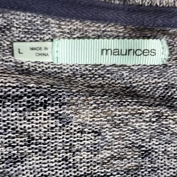 Maurices Women’s Open Front Cardigan Sweater Gray Aztec Pattern Drape Hem L - Picture 4 of 6